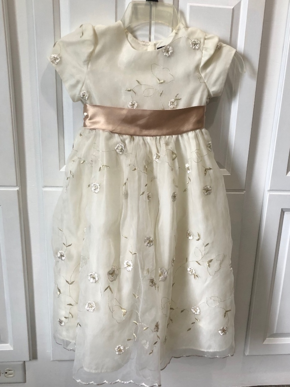 Cream and gold George fancy girls dress 6x